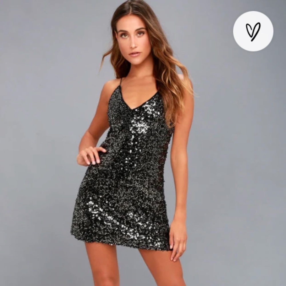 Lulus Force of Fashion Black Backless Sequin Mini Dress